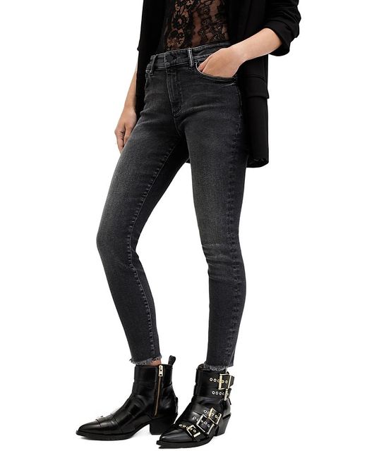 AllSaints Black Miller High Rise Push Up Skinny Jeans