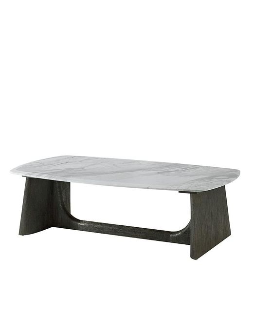 THEODORE ALEXANDER Gray Repose Wooden Coffee Table With Marble Top