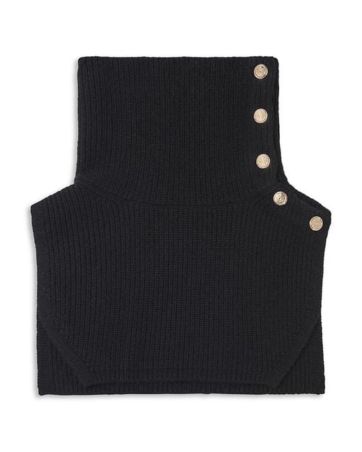 Maje Black Wool & Cashmere Collar Wrap