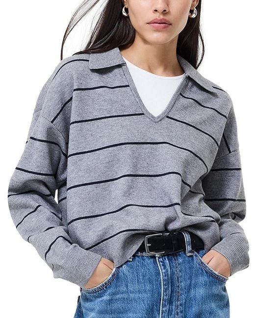 French Connection Gray Sloane Striped Sweater