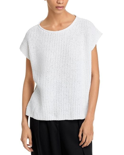 Eileen Fisher White Ballet Neck Sweater