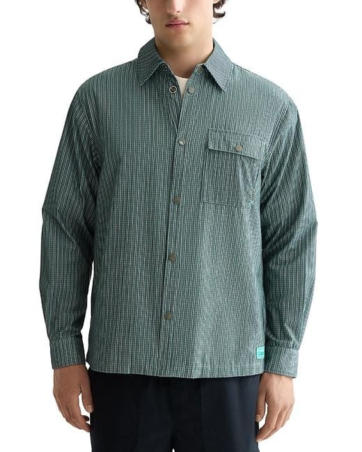 Scotch & Soda Green Relaxed Fit Micro Check Structured Shirt for men