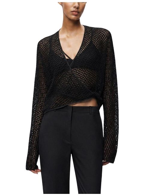 Nocturne Black Wrap Mesh Blouse