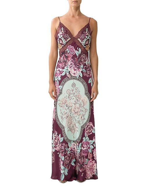 Camilla Purple Silk Charmeuse Maxi Slip Dress