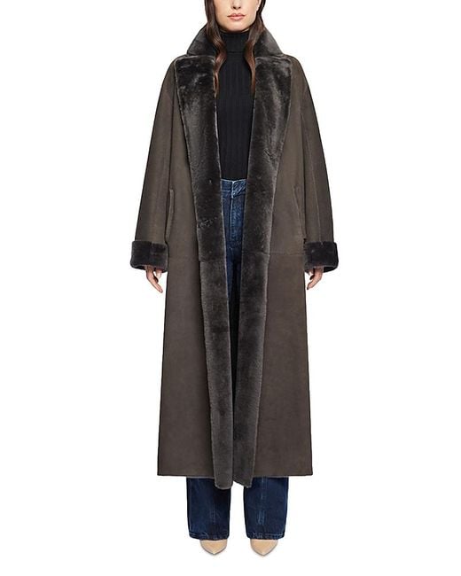 Hiso Black Danielle Reversible Shearling Coat