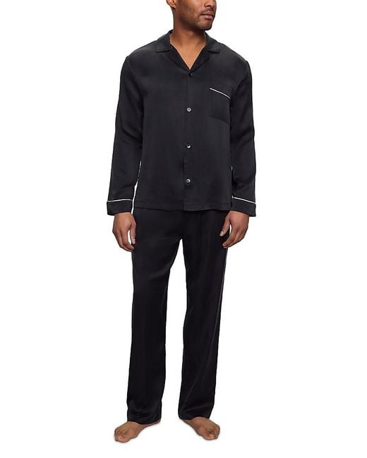 Eberjey Black Charles Long Pajama Set for men