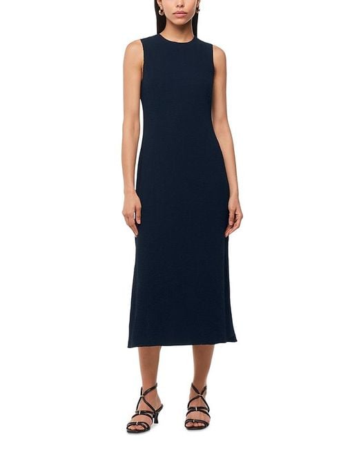 Whistles Blue Erin Texture Midi Dress