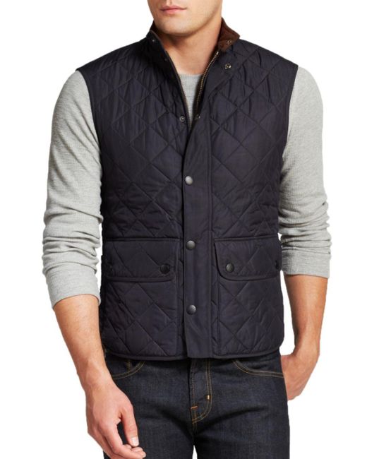 Barbour Lowerdale Quilted Polar Fleece Gilet Vest in Navy (Blue) for