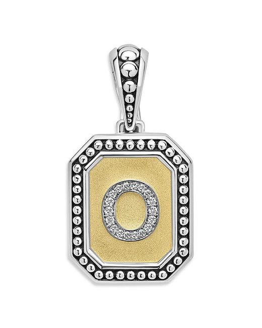 Lagos Metallic Signature Caviar Sterling & 18K Octagon Diamond A Initial Charm, 0.05 Tcw