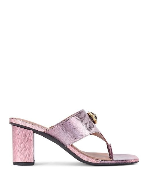 Kurt Geiger Pink Chelsea T Bar Block Heel Sandals
