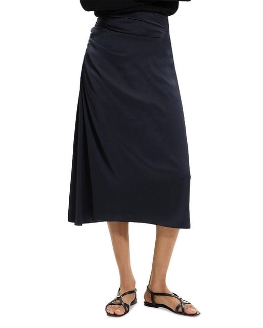 Theory Blue Ruched Midi Skirt