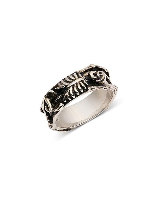 McQueen White Ottone Dancing Skeleton Ring for men