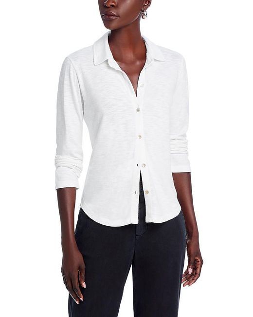 Bella Dahl White Button Front Knit Top
