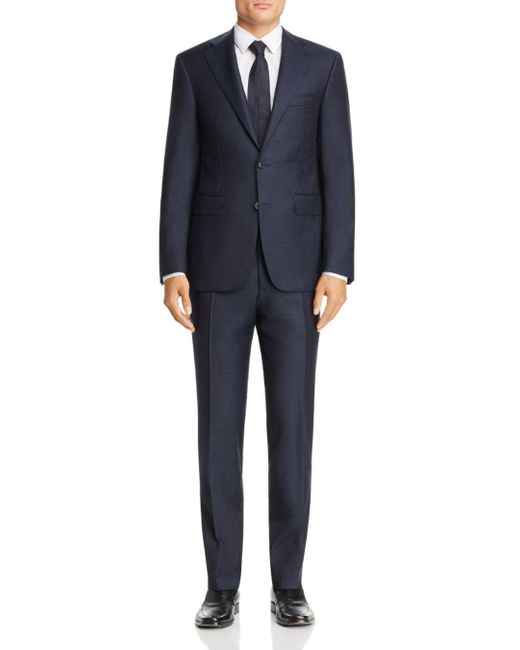 Canali Wool Capri Mélange Twill Solid Slim Fit Suit in Navy (Blue) for ...