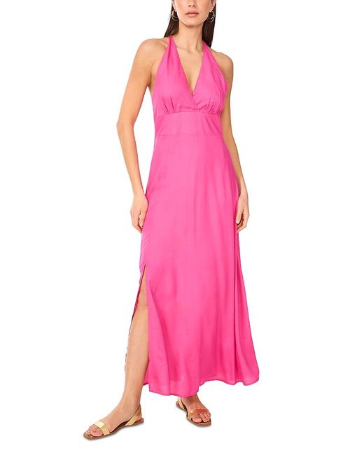 Vince Camuto Pink Halter Beaded Back Maxi Dress