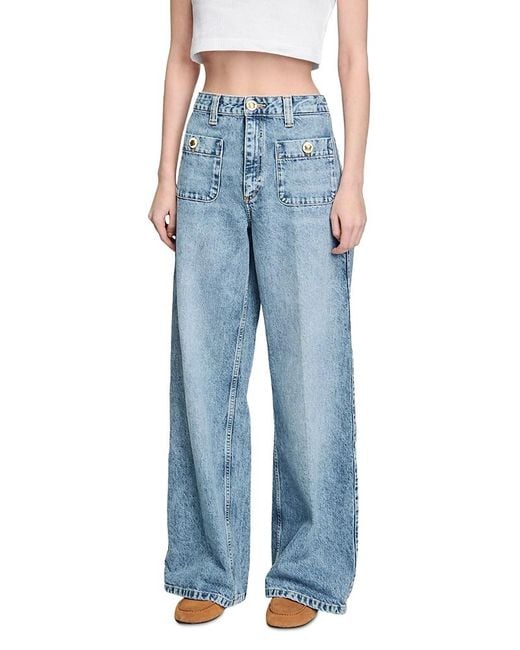 Sandro Blue Faded Straight Jeans