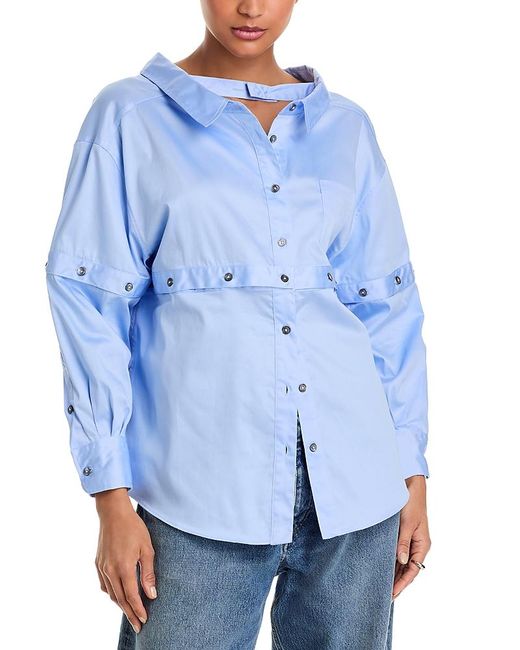 ROKH Blue Multi Button Broken Shirt