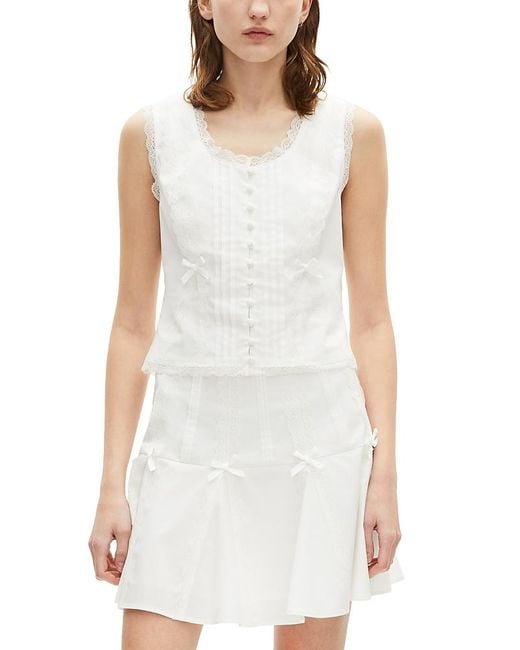 The Kooples White Sleeveless Lace Top