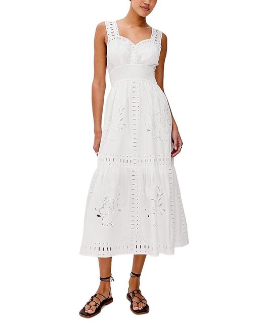 Rails White Fawn Eyelet Midi Dress