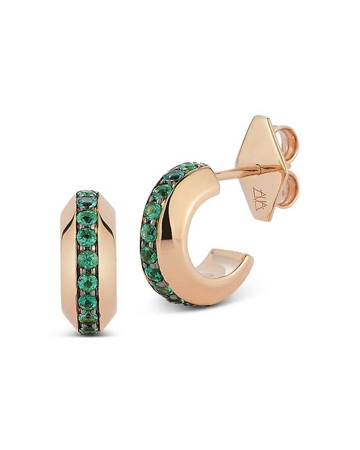 Walters Faith White 18K Rose Emerald Knife Edge Grant Huggie Earrings
