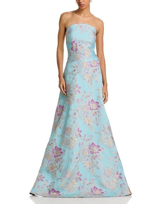 Teri Jon Sleeveless Metallic Multi Jacquard Gown in Blue | Lyst Teri Jon Sleeveless Metallic Multi Jacquard Gown in Blue | Lyst