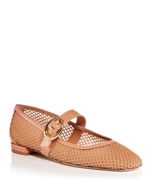 Stuart Weitzman Brown Arabella Mesh Mary Jane Ballet Flats