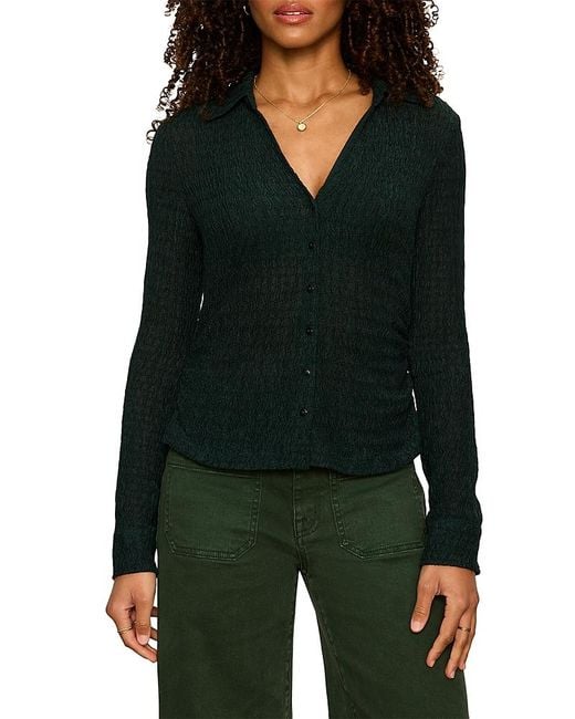 Sanctuary Green Juno Textured Button Front Top