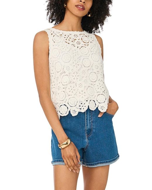 1.STATE Blue Crocheted Tank Top