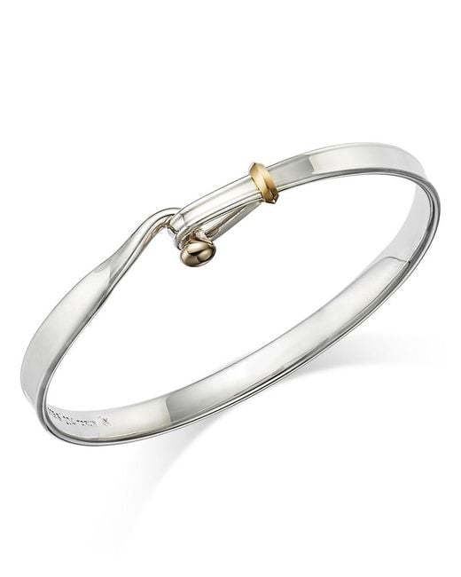 Georg Jensen White Sterling & 18K Torun Bangle Bracelet