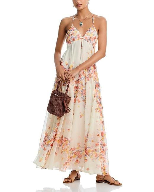 Aqua Natural X Ava Phillippe Placed Floral Maxi Dress