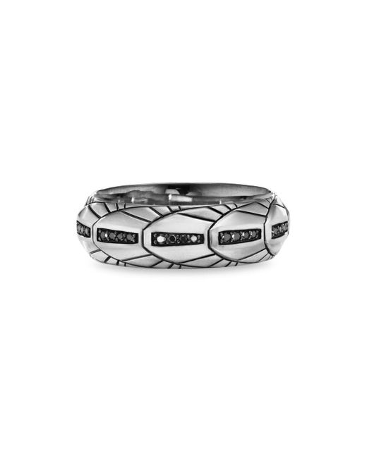David Yurman Empire Band Ring With Pavé Black Diamonds in Black/Silver ...