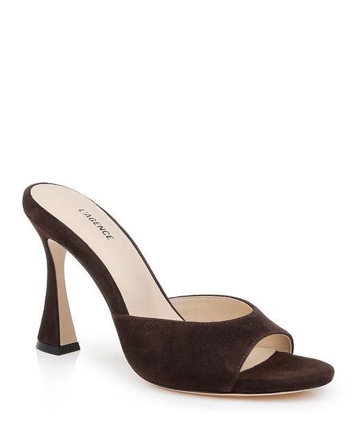 L'Agence Brown Avery Slide High Heel Sandals