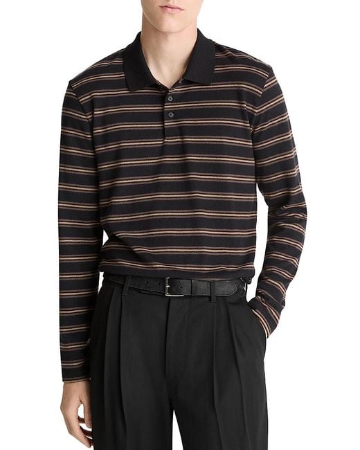 Vince Black Long Sleeve Polo Sweater for men