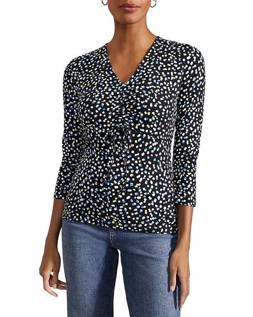 Hobbs Blue Simmy Dot Print Top