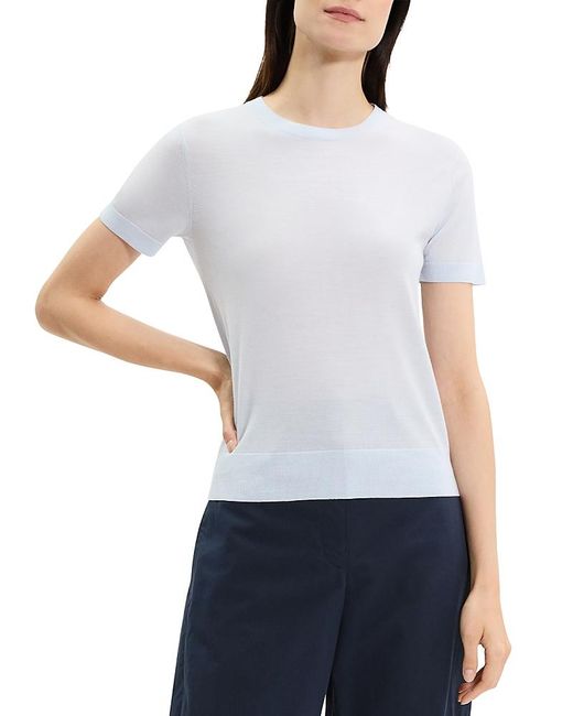 Theory Gray Lightweight Wool Short Sleeve Top