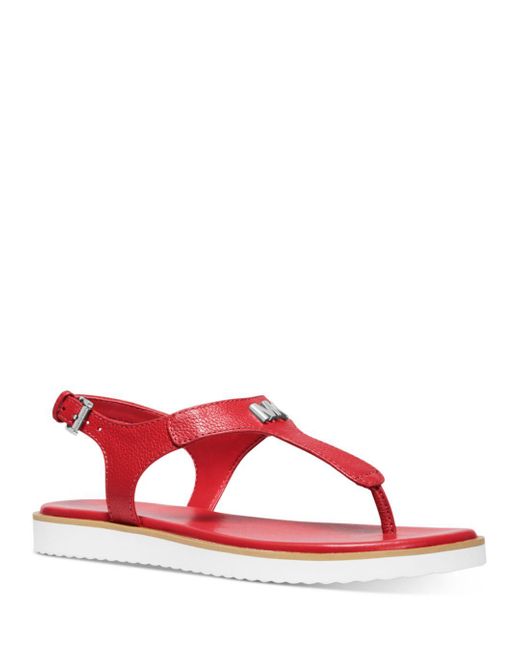 MICHAEL Michael Kors Leather Brady Slingback Thong Sandals in Bright Red (Red) | Lyst