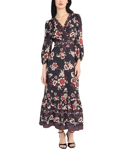 Donna Morgan Multicolor V Neck Midi Dress