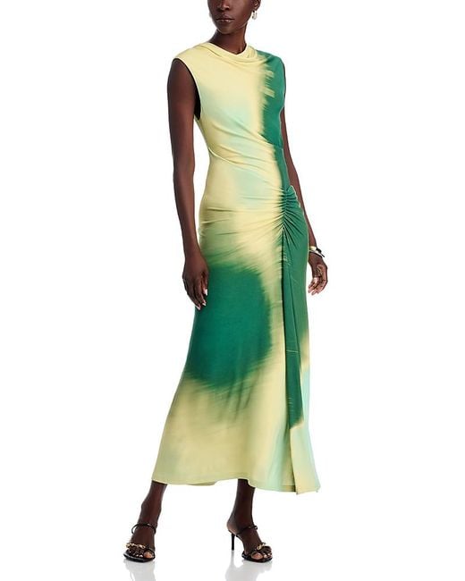 Jonathan Simkhai Green Acacia Ruched Dress