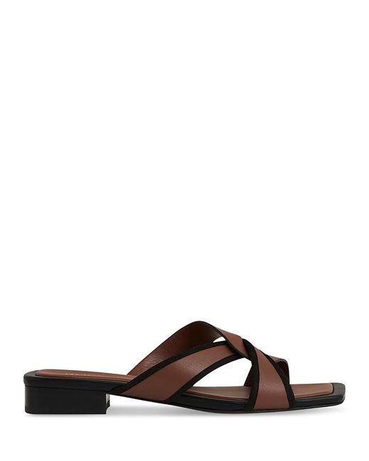 Reiss Brown Clara Flat Slide Sandals