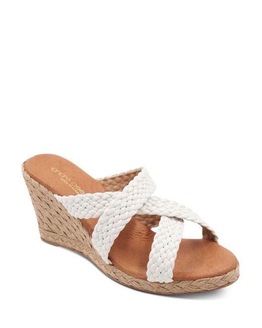 Andre Assous Nedra Woven Crossover Strap Espadrille Wedge Heel Sandals