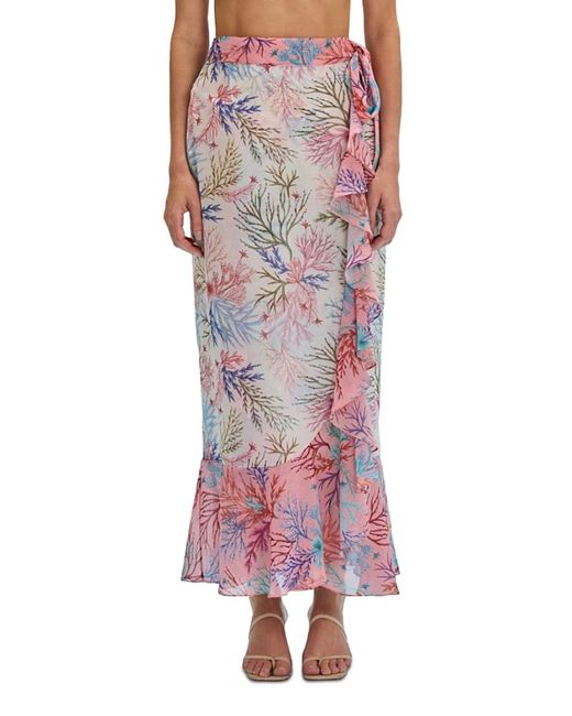 PATBO Pink Seaweed Beach Cover Up Maxi Skirt