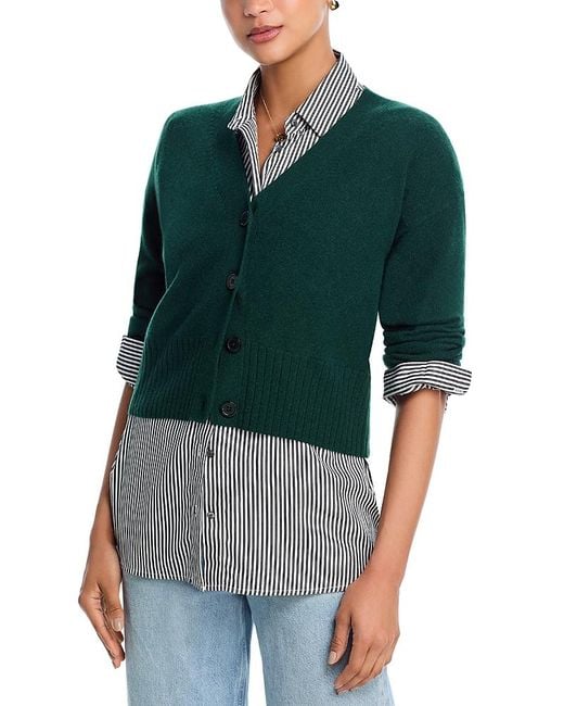 Aqua Green V Neck Cashmere Cardigan