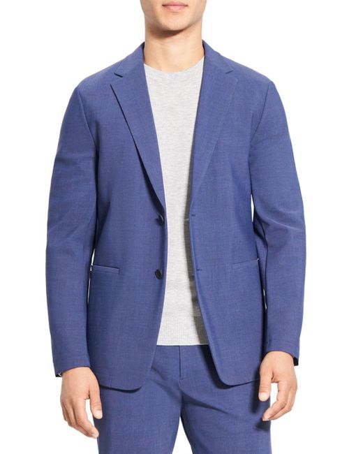 Theory Clinton Precision Ponte Melange Print Slim Fit Blazer in Blue ...