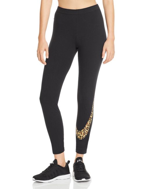 Nike Leopard Logo Leggings in Black | Lyst