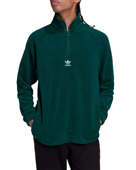 adidas Originals Trefoil Fleece Pullover in Green for Men | Lyst