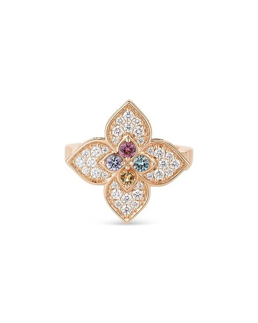 Roberto Coin White 18K Rose Venetian Princess Carnival Multi Gemstone & Diamond Flower Ring