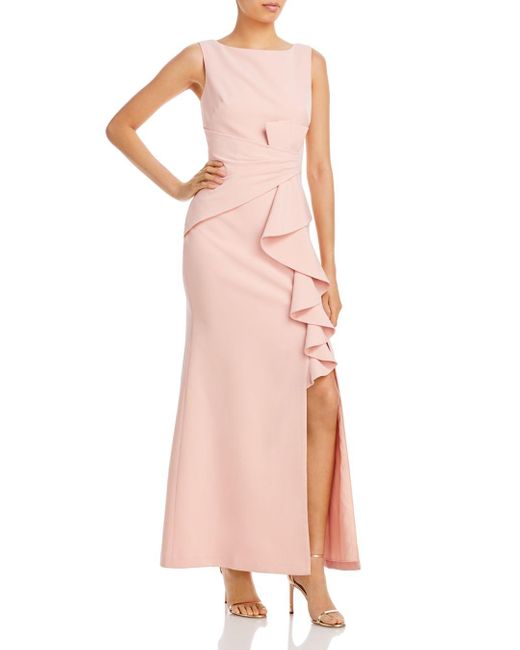 Eliza J Synthetic Sleeveless Ruffle Waist Gown in Blush (Pink) - Lyst