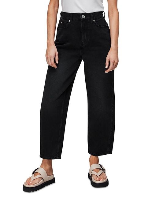 Whistles Black Petites Authentic High Rise Barrel Jeans