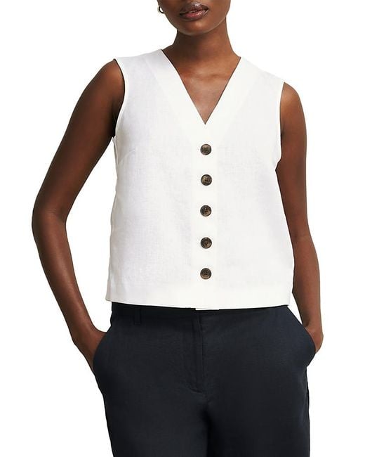 Hobbs White Kaylee Linen Top