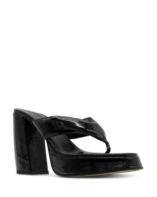 Gia Borghini Square Toe Block Heel Platform Thong Sandals in Black | Lyst
